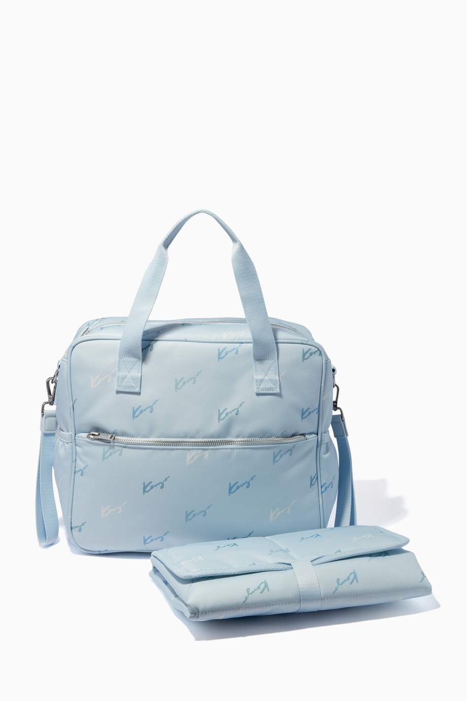 Shop Kenzo Blue Diaper Bag & Mat in Recycled Canvas for Kids Ounass Saudi