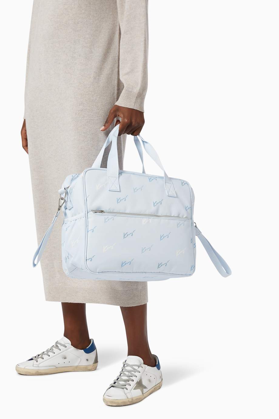 Shop Kenzo Blue Diaper Bag & Mat in Recycled Canvas for Kids Ounass Saudi