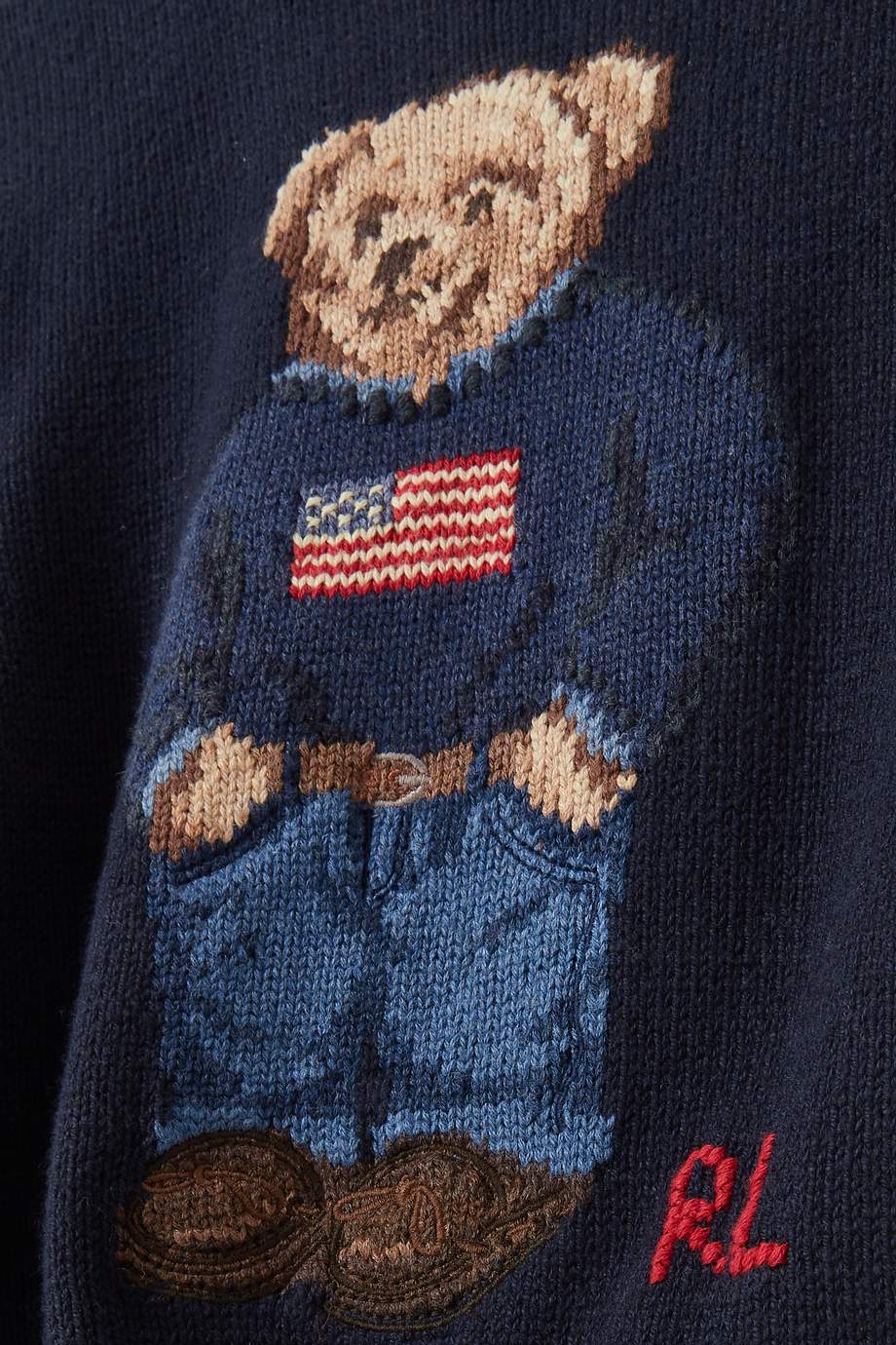 Shop Polo Ralph Lauren Blue Polo Bear Flag Sweater in Cotton Knit for ...