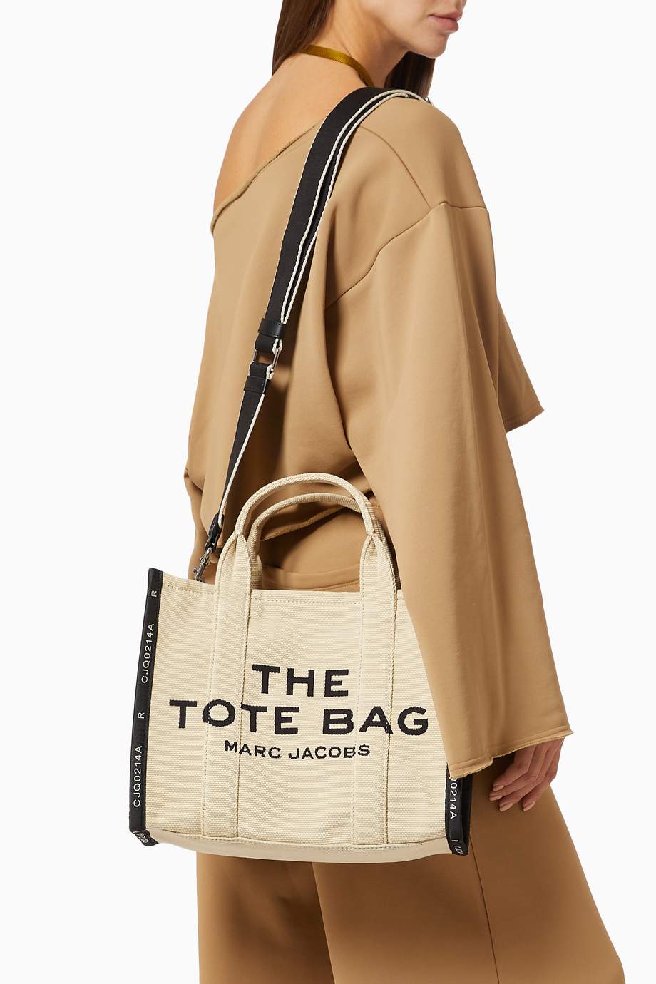 Shop The Marc Jacobs Neutral Small Traveler Tote Bag in Jacquard Canvas ...