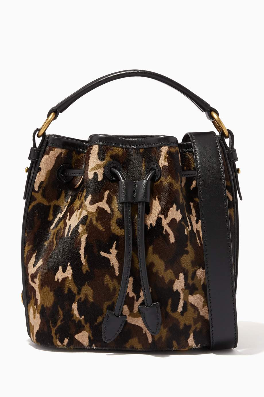 Shop Michael Kors Collection Green Small Carole Bucket Bag in Camouflage Calf Hair for Women | Ounass UAE