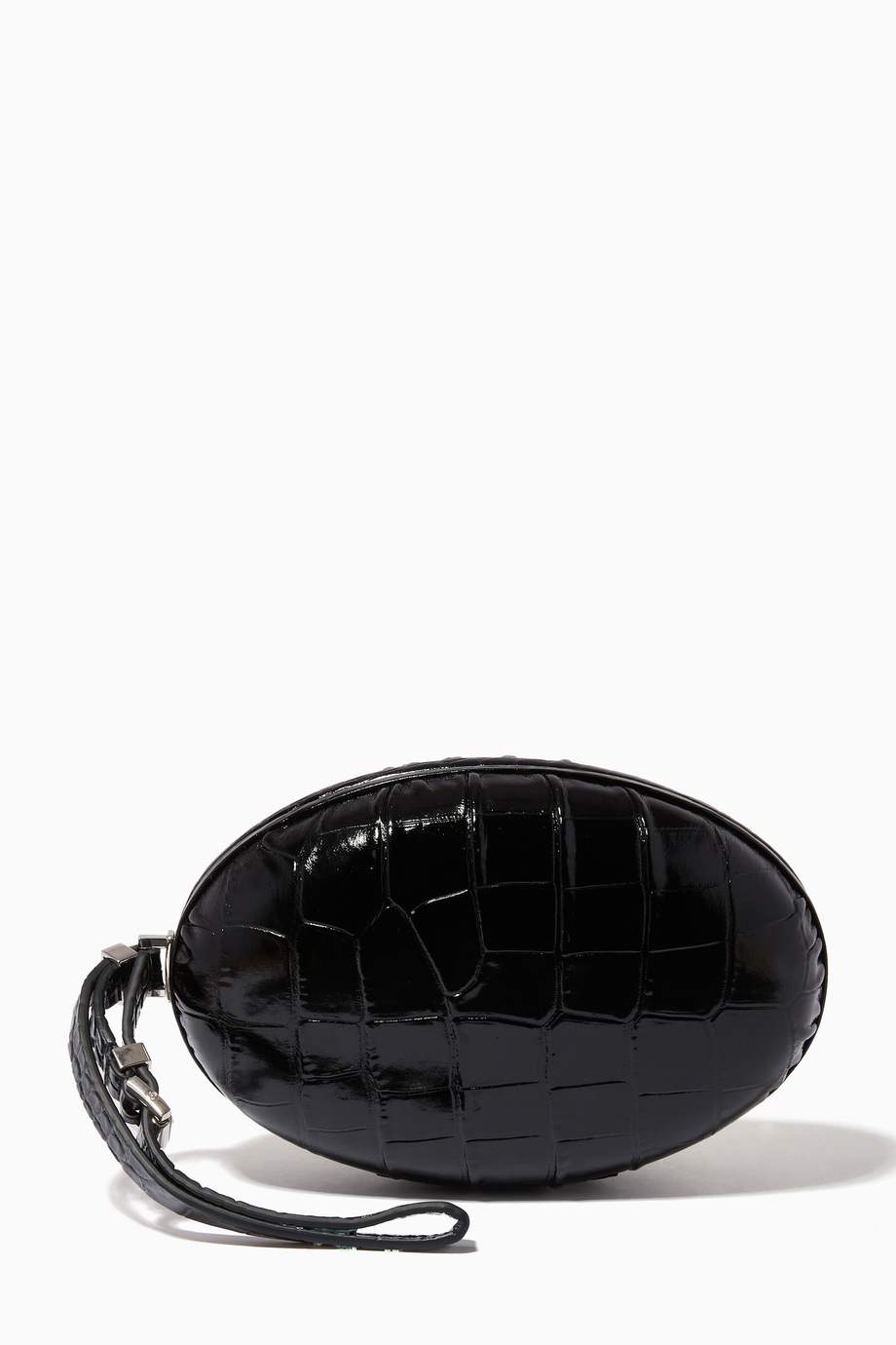 Shop Michael Kors Collection Black Gramercy Minaudière Wristlet in Croc-embossed Leather for Women | Ounass UAE