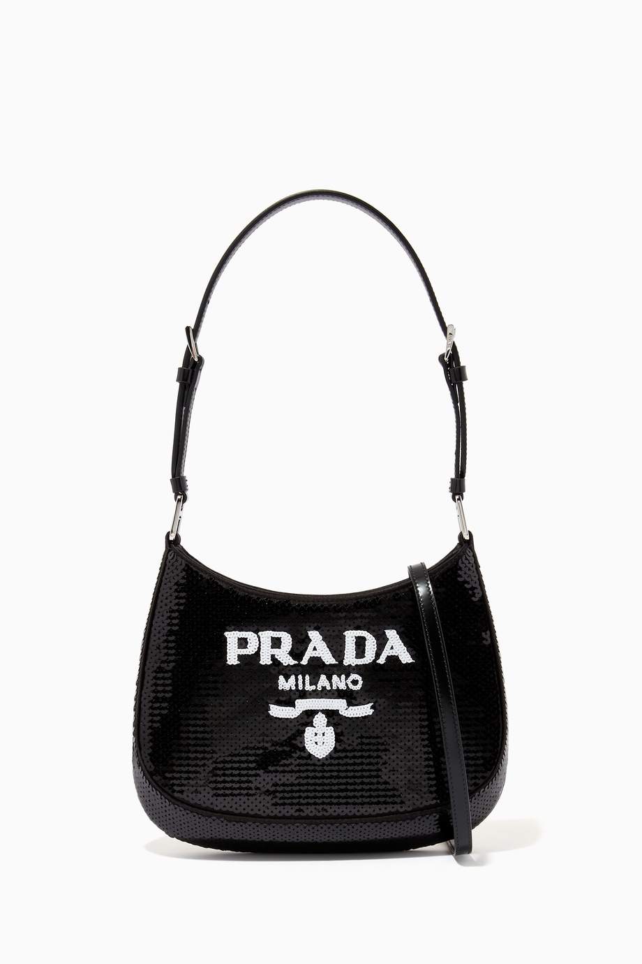 Shop Prada Black Cleo Crossbody Bag in Embroidered Sequined for Women | Ounass UAE