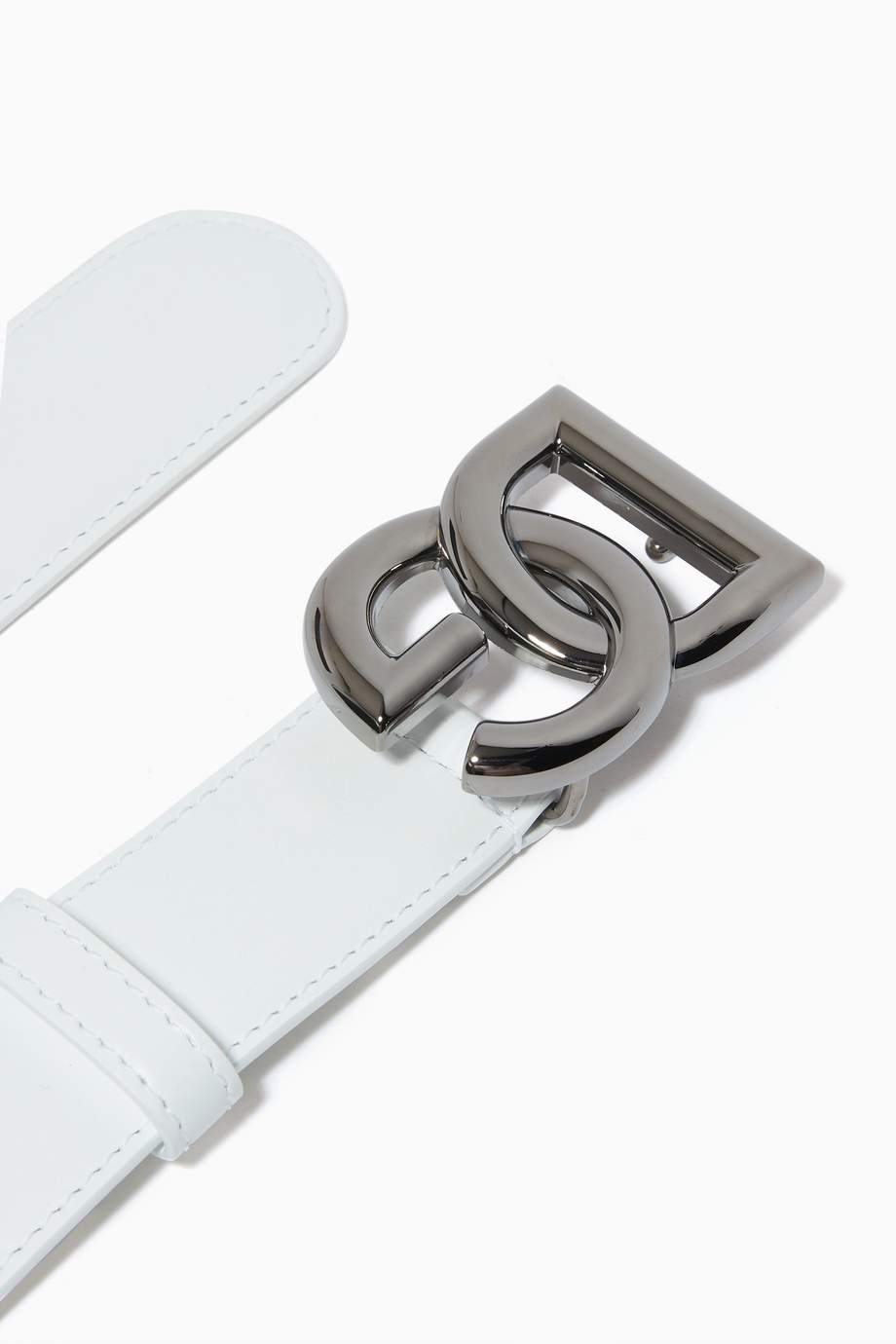 Dolce & Gabbana Men White Floral PVC Silver Metal Buckle Belt