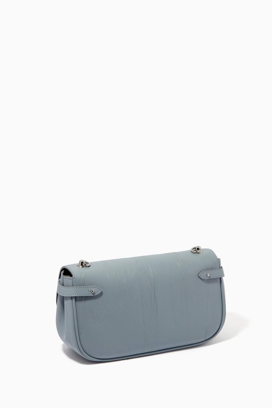 Shop Mulberry Blue East West Amberley Bag in Crinkled Leather for Women