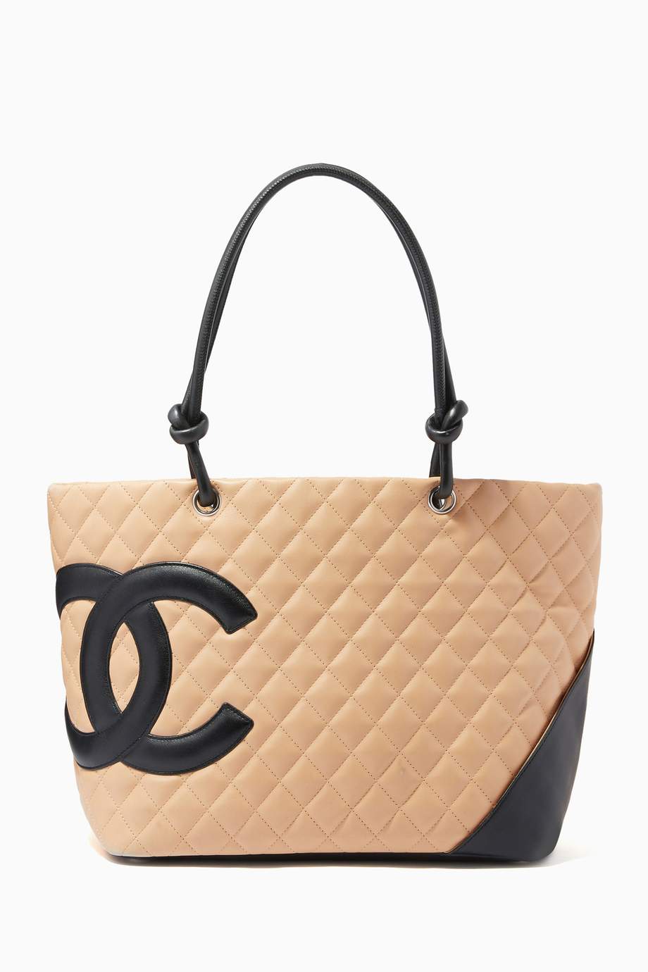 Shop Chanel Vintage Neutral Cambon Ligne Tote Bag in Quilted Calfskin for Women | Ounass UAE