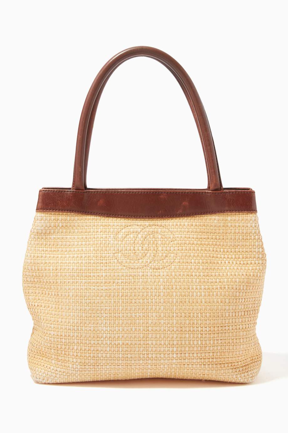Shop Chanel Vintage Neutral Basket Bag in Raffia & Leather for Women | Ounass UAE
