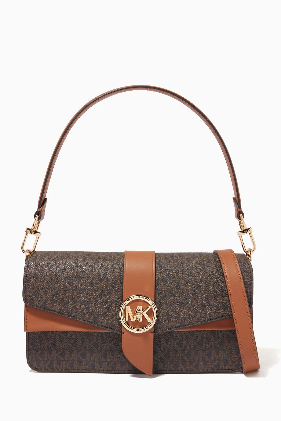 Shop Michael Kors Brown Medium Greenwich Shoulder Bag in Logo Canvas for Women | Ounass UAE