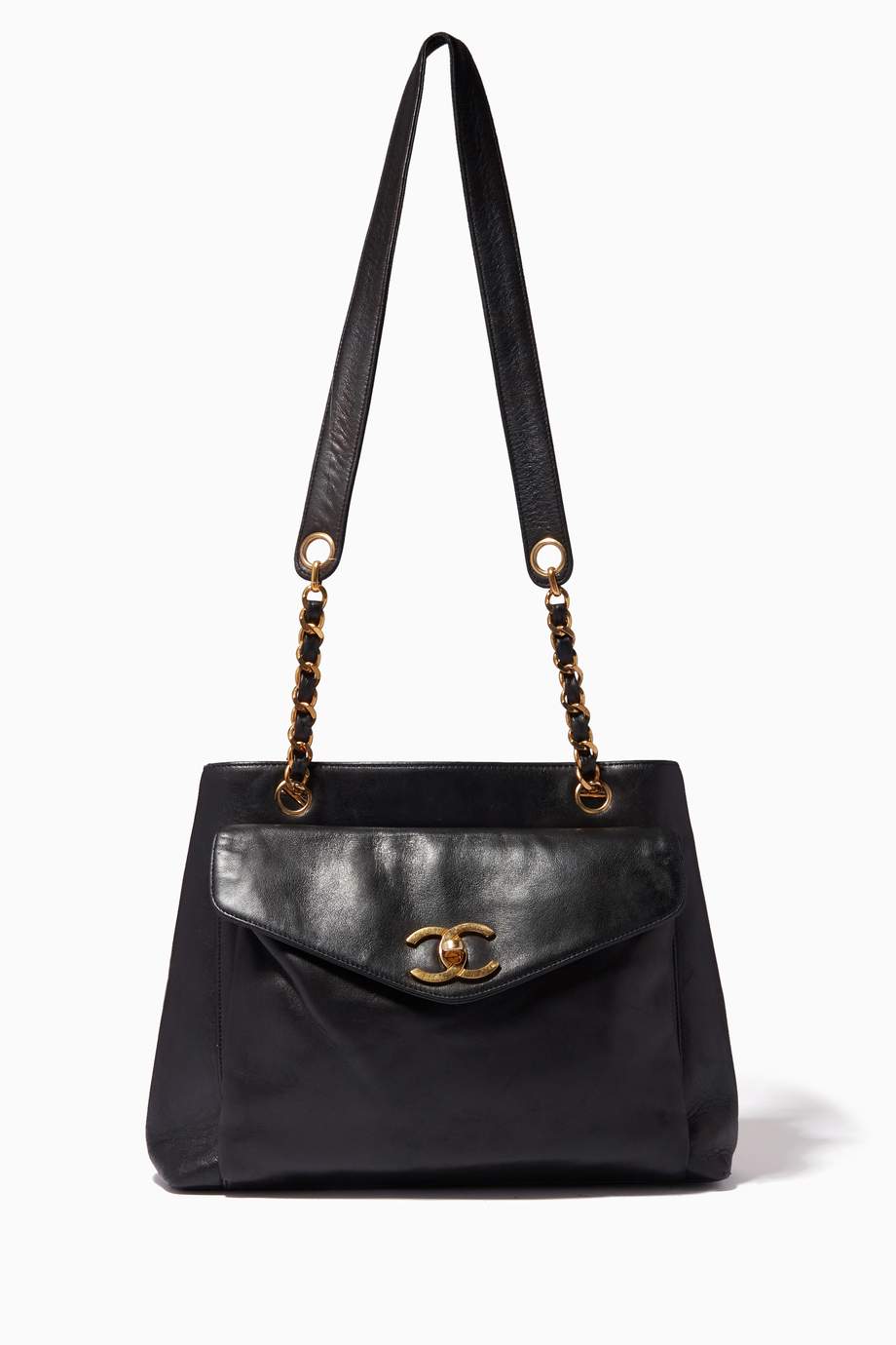 Shop Chanel Vintage Black CC Chain Shoulder Bag in Leather for Women | Ounass UAE