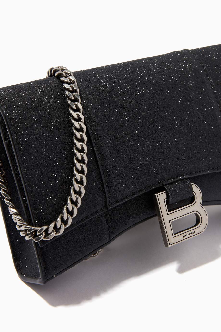 hourglass chain leather wallet on chain