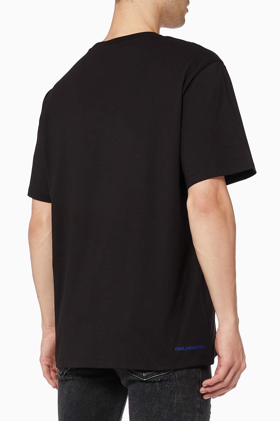 Shop Karl Lagerfeld Black KL Monogram Logo T-shirt in Cotton for Men ...