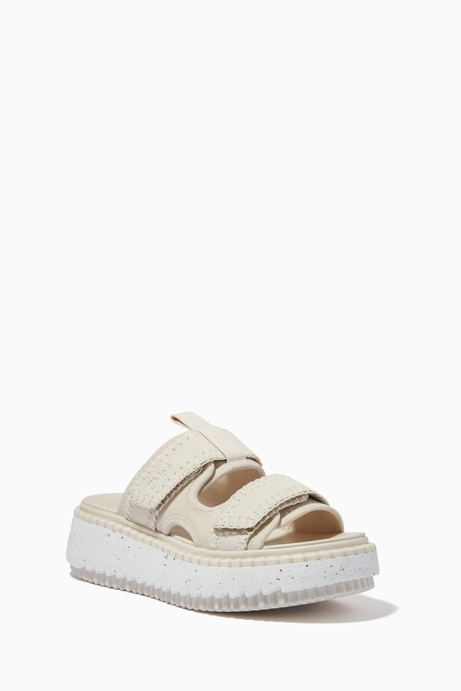 Shop Chloé White Lilli Platform Slide Sandals in Leather for Women ...