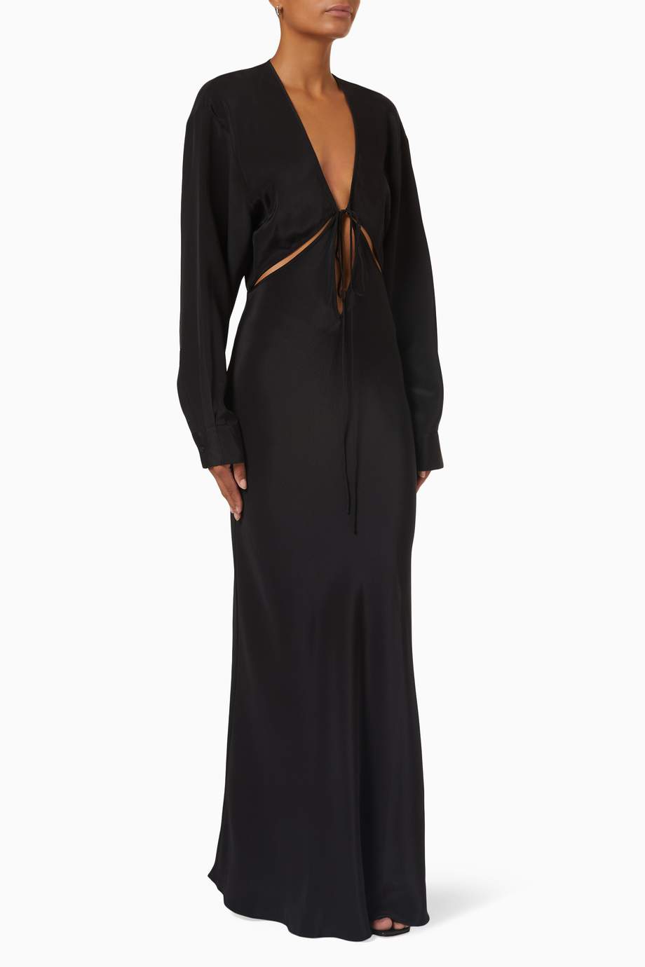 Shop Christopher Esber Black Triquetra Front Tie Shirt Dress in Silk ...