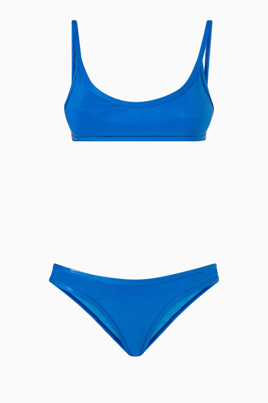 Shop Attico Blue Scoop Neck Bikini Set in Shiny Lycra for | Ounass UAE