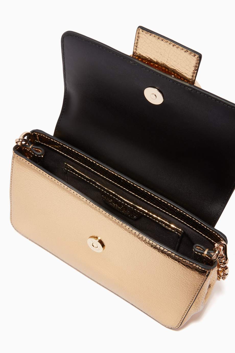 Shop Karl Lagerfeld Gold K/Autograph Baguette Bag in Metallic Leather