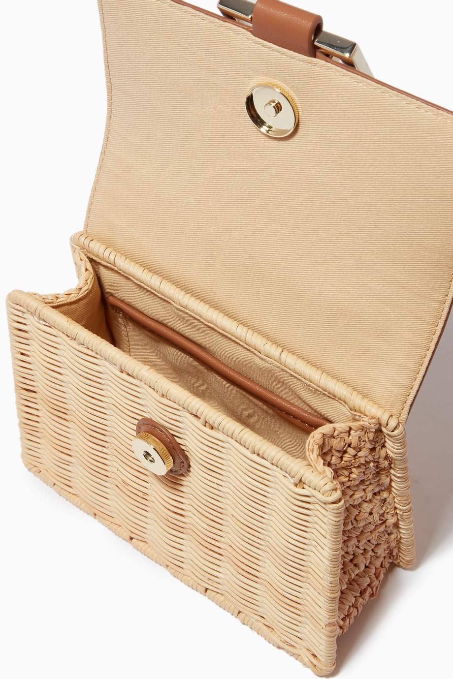 Shop Ted Baker Brown Jaylisa Top Handle Basket Cross Body Bag in Rattan