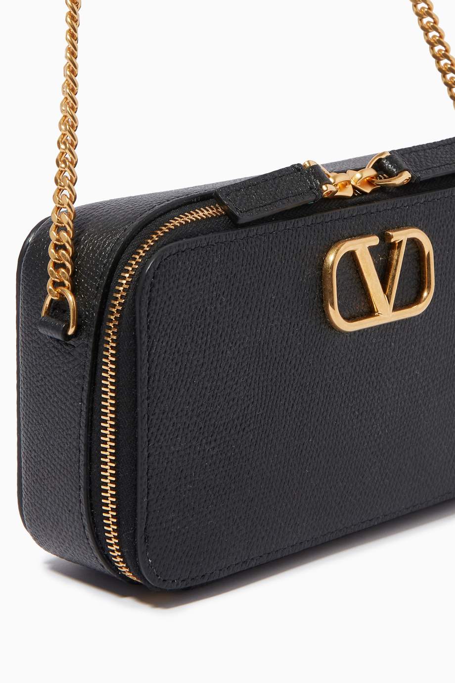 Shop Valentino Black Valentino Garavani VLOGO Signature Wallet on Chain