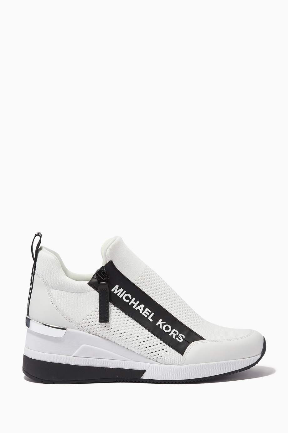 Shop Michael Kors White Willis Trainers in Stretch Knit for Women