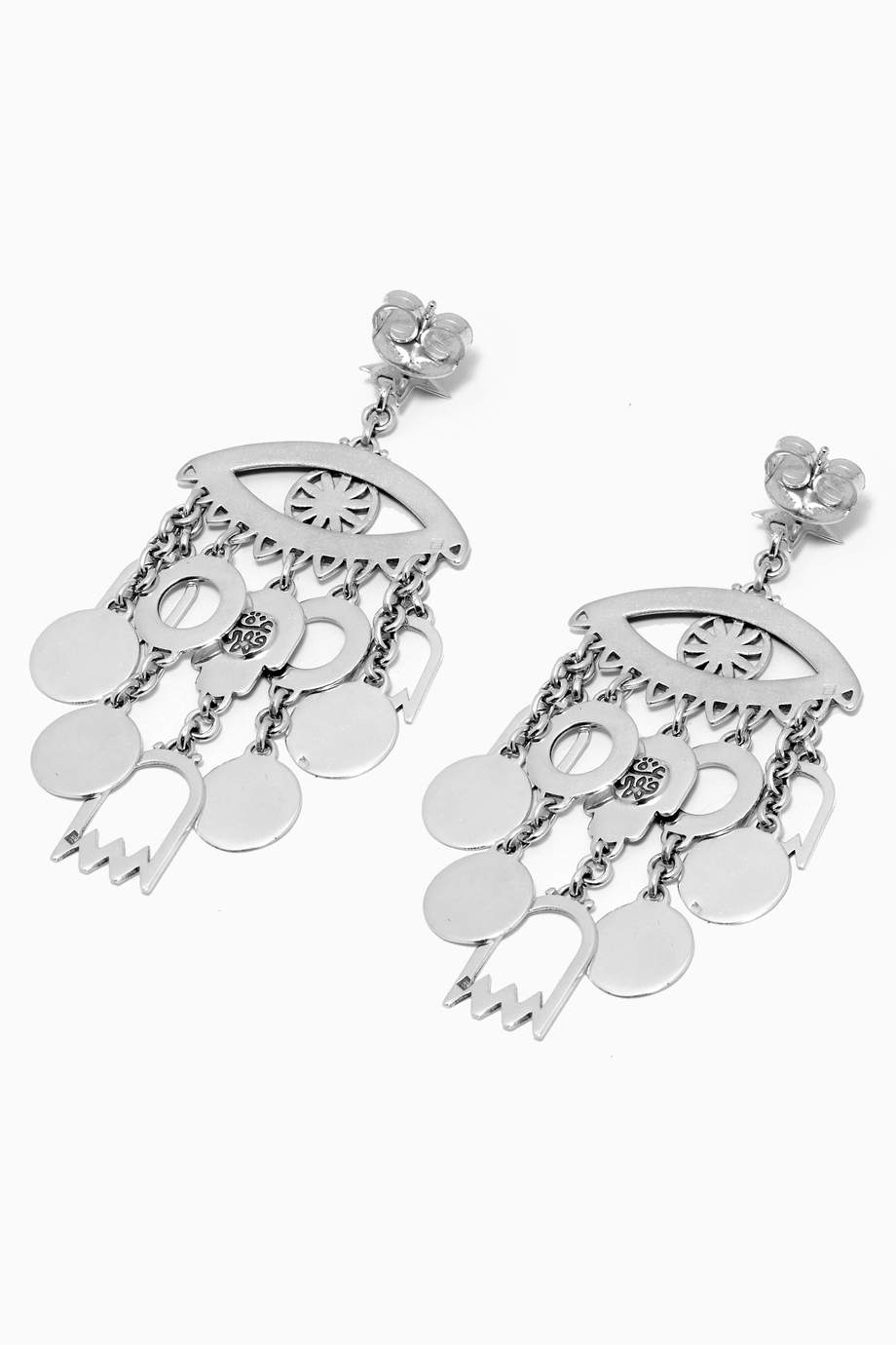 Shop Azza Fahmy Silver MultiCharm Earrings in Sterling Silver for