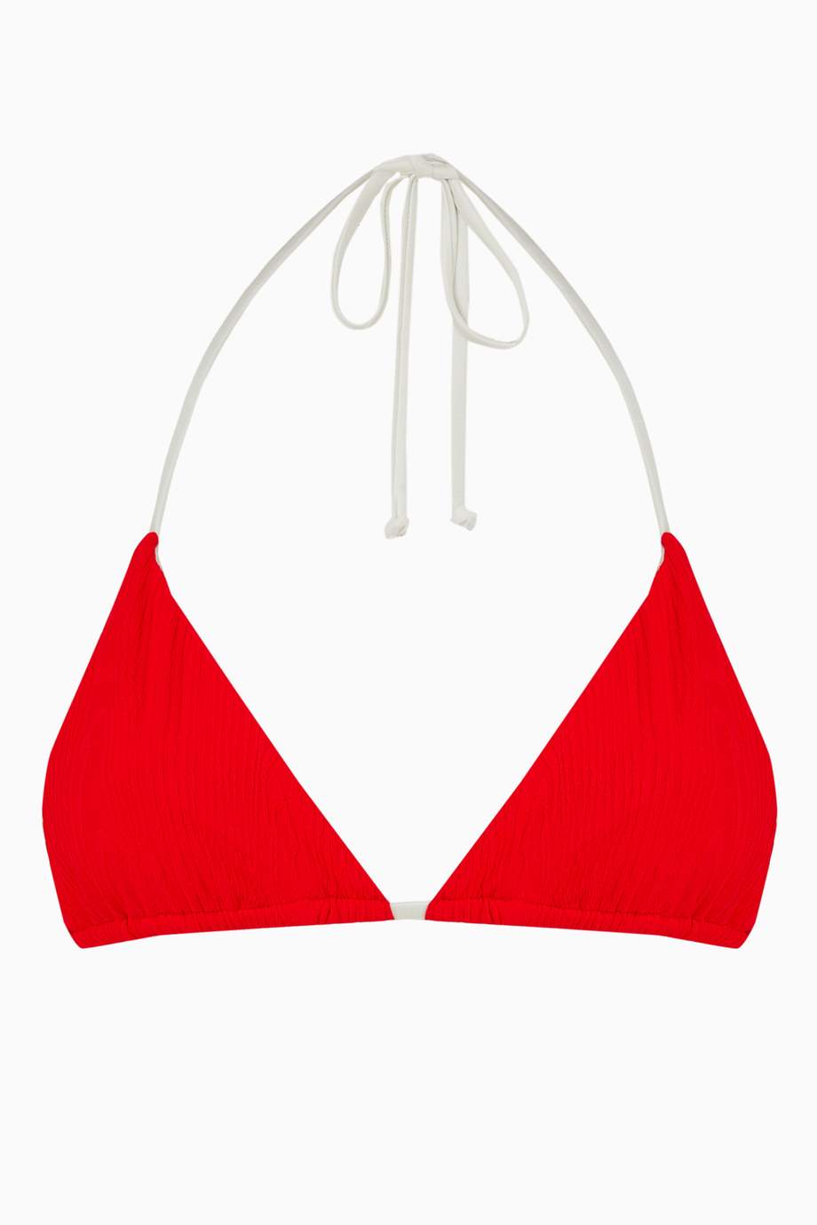 Shop Frankies Bikinis Red Tia String Bikini Top in Wood Jacquard for ...