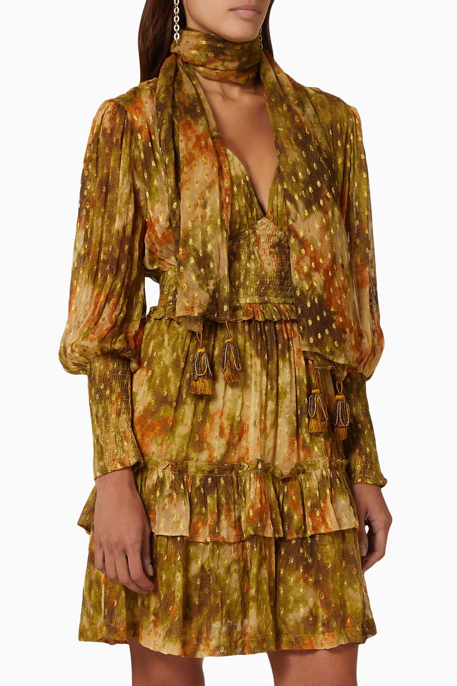 Shop Ministry Of Style Brown Midsummer Haze Mini Dress in Sheer Viscose ...