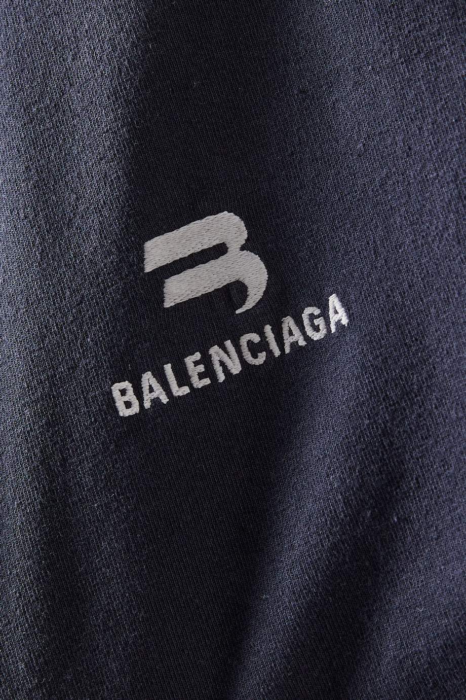 Shop Balenciaga Blue Sporty B Shrunk T-shirt in Peeling Stretch Jersey ...