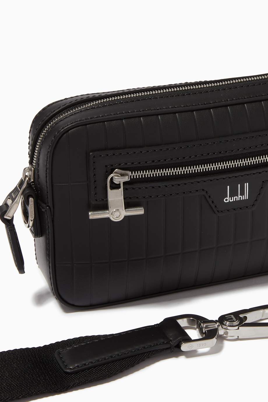 Shop Dunhill Black Rollagas West End Crossbody Bag in Grained Leather ...
