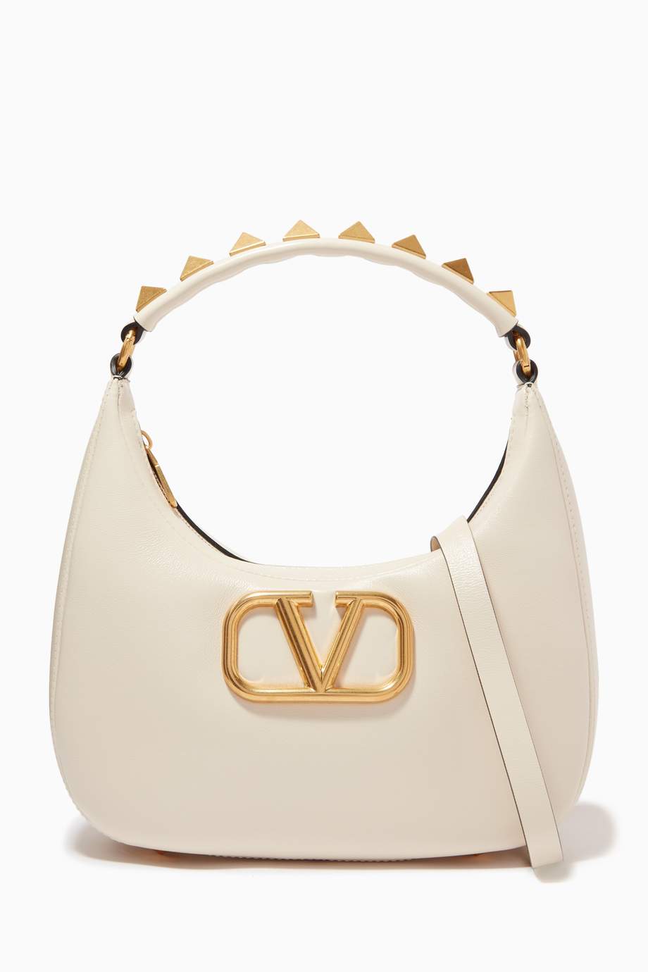 Shop Valentino White Valentino Garavani Stud Sign Hobo Bag in Leather ...