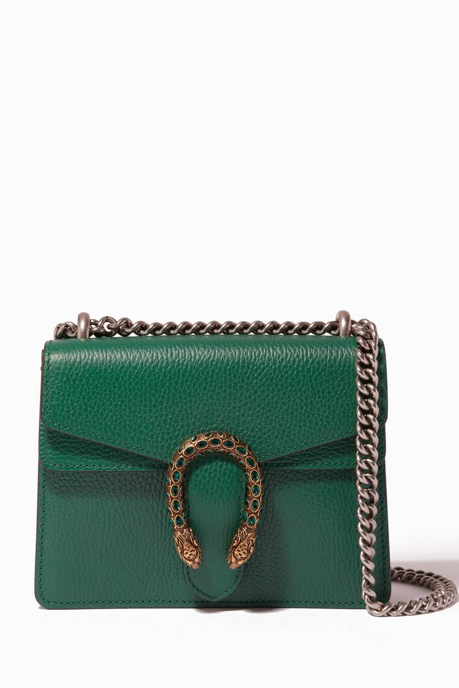 Shop Luxury Gucci Green Mini Dionysus Leather Shoulder Bag | Ounass UAE