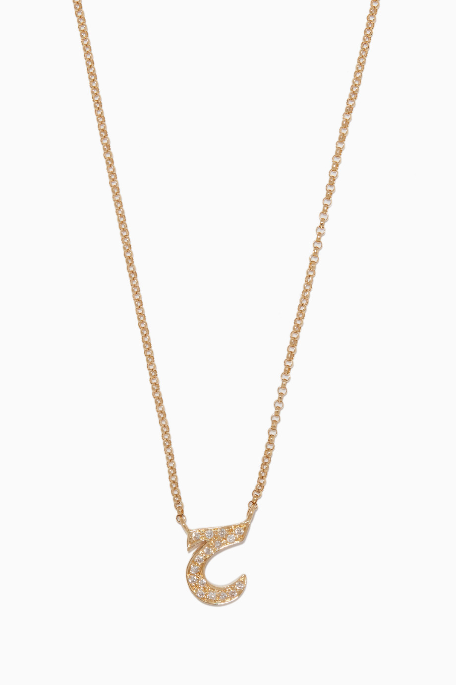 Shop Bil Arabi Yellow Yellow Gold Diamond H Letter Necklace For Women Ounass Bahrain