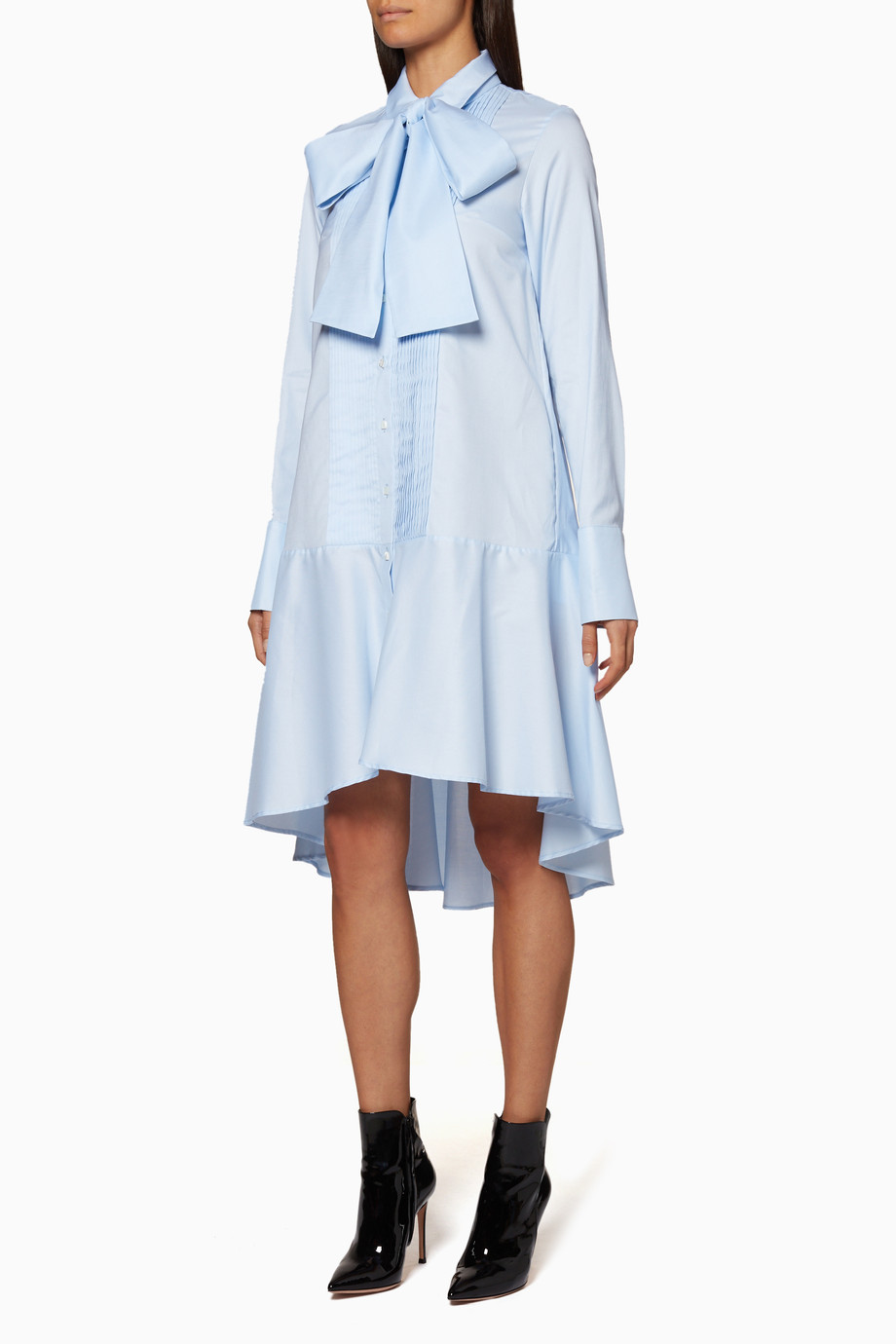 Shop Osman Blue Blue Paige Oxford Shirt Dress For Women Ounass