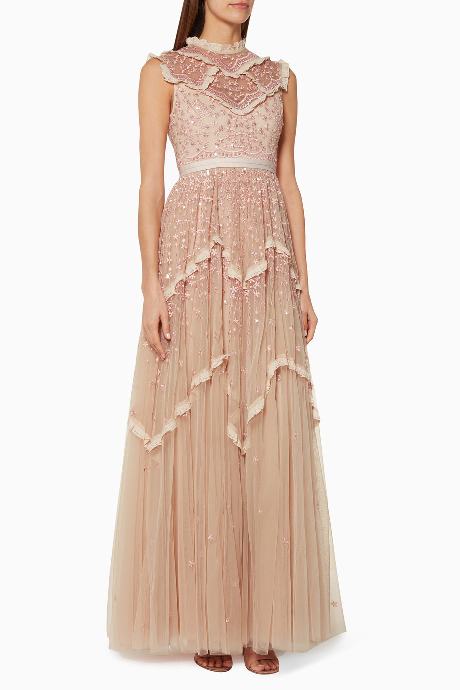Shop Needle Thread Pink Pink Daisy Shimmer Gown For Women Ounass Saudi