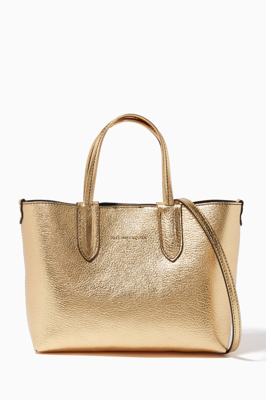 Shop Alexander Mcqueen Gold Metallic Gold Shopper Tote Bag For