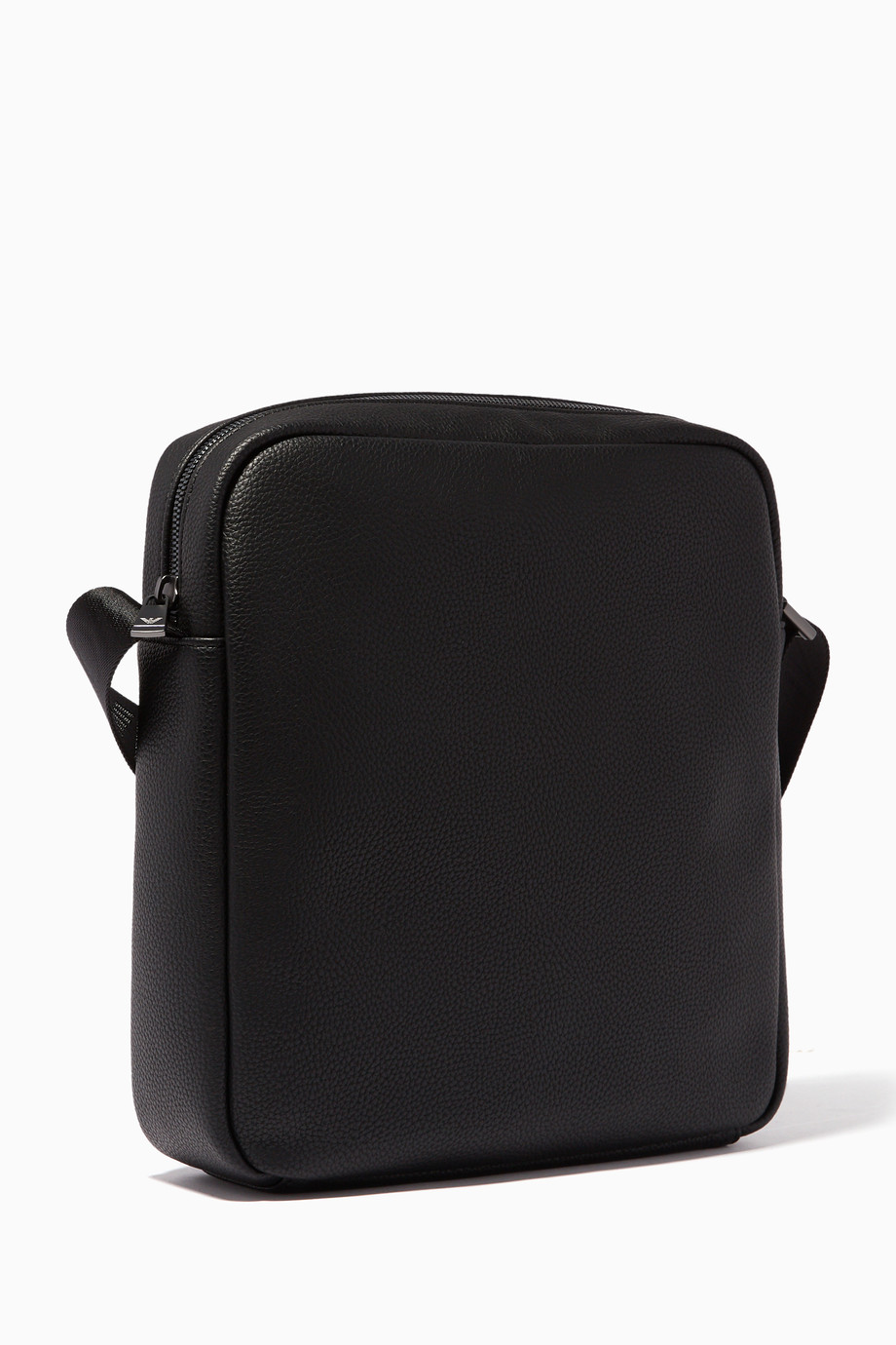 Shop Emporio Armani Black Black Logo-Embossed Messenger ...
