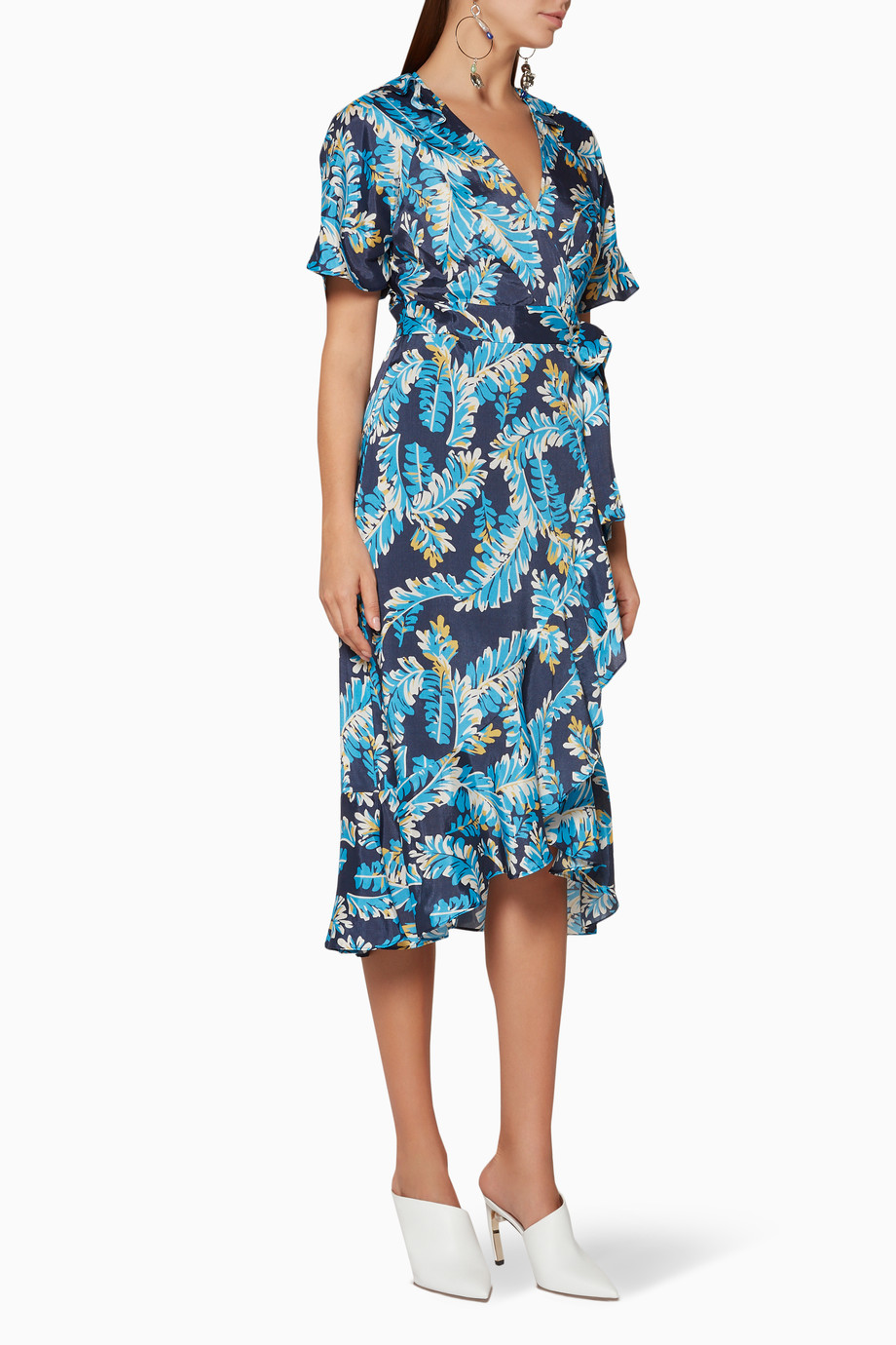 Shop Whistles Blue Blue Josephine Print Wrap Dress For Women