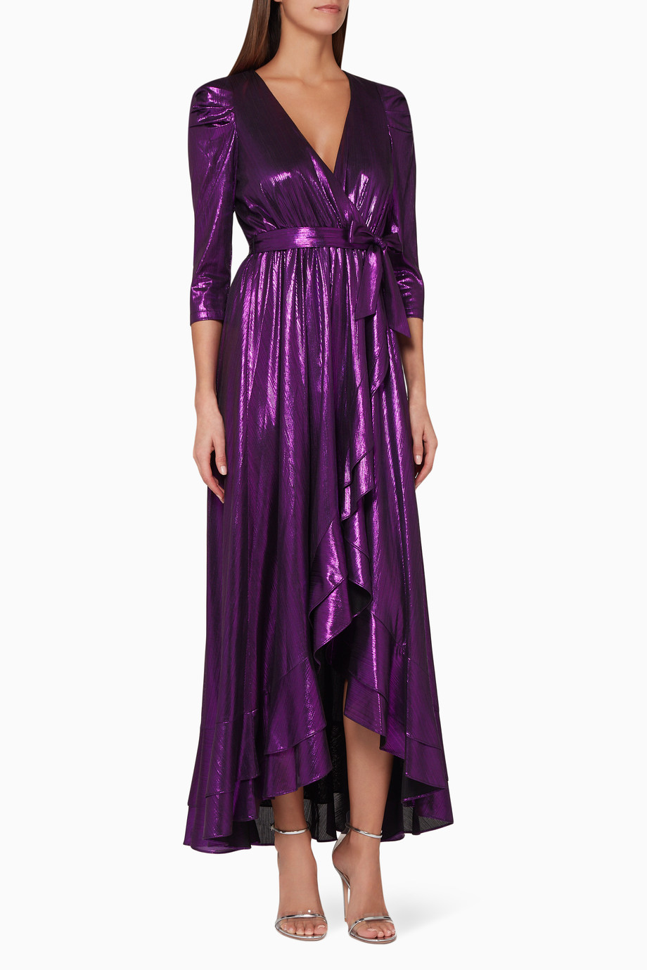 Shop Retrofete Purple Purple Flora Wrap Dress for Women | Ounass UAE