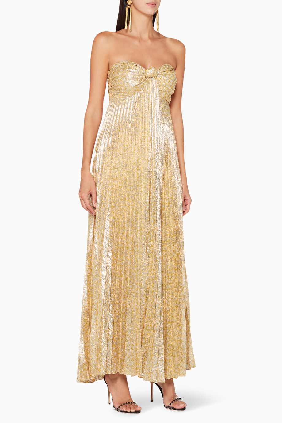Shop Alexis Gold Gold Strapless Joya Gown for Women Ounass UAE