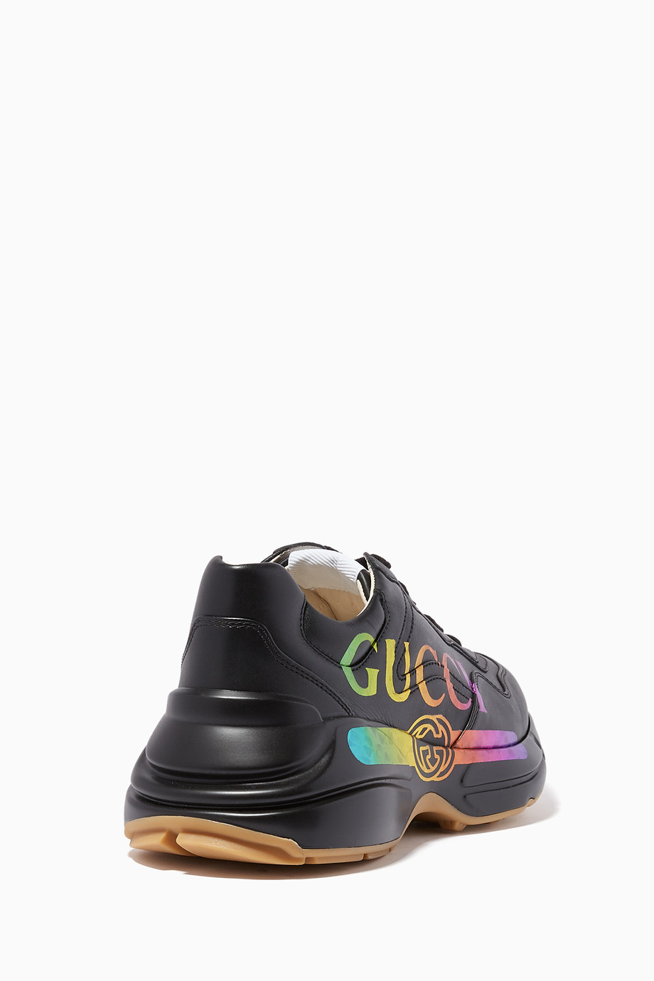 gucci ivory rhyton rainbow glitter sneakers