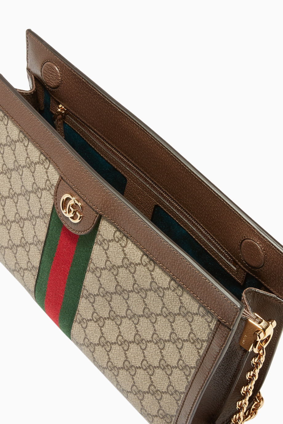 Shop Gucci Neutral Beige & Ebony Ophidia GG Medium Shoulder Bag for