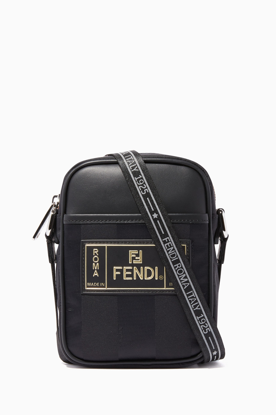 Shop Fendi Black Logo Patch Small Messenger Bag For Men Ounass Uae