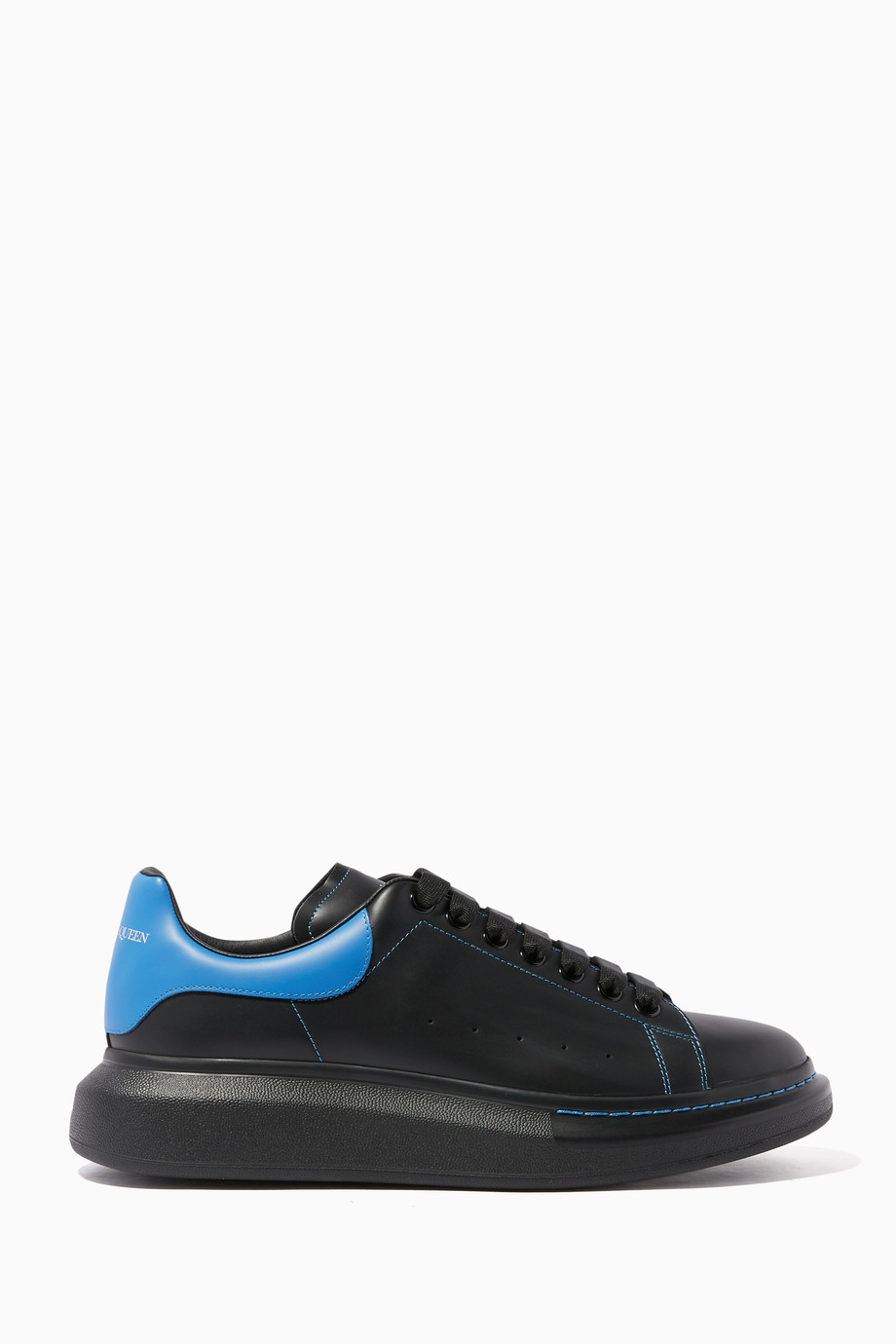 Shop Alexander Mcqueen Black Black Blue Oversized Sole Sneakers