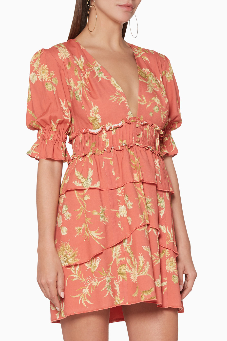 florentine one shoulder pleated mini
