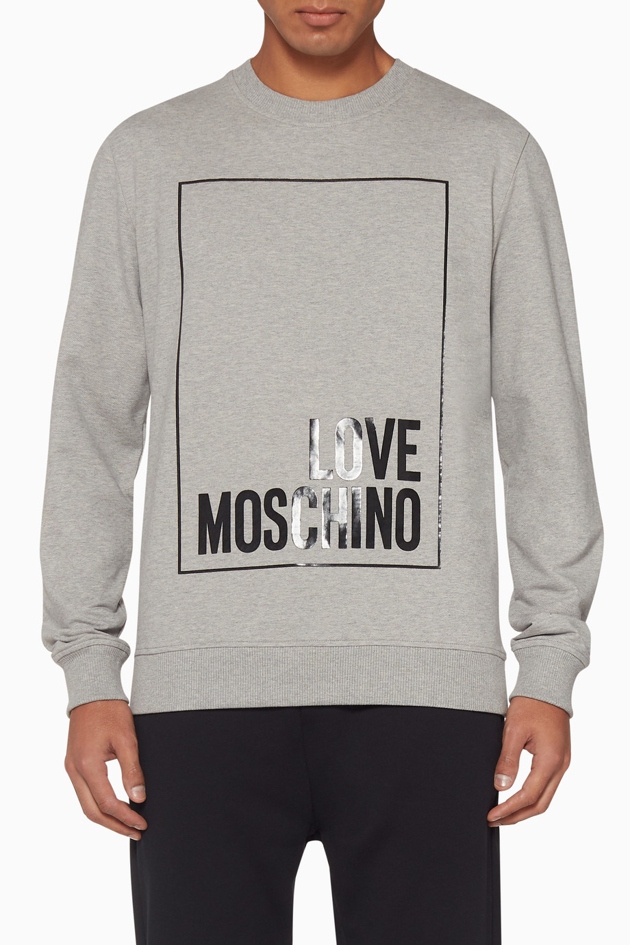 Shop Love Moschino Grey Boxed Logo Sweatshirt For Men Ounass Kuwait