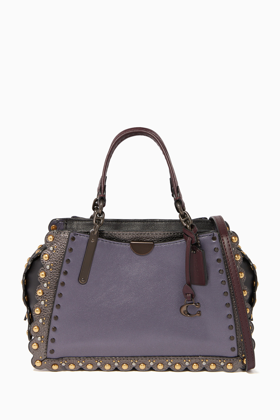 Shop Coach Burgundy Dreamer 21 Scallop Rivets Leather Bag for Women | Ounass UAE