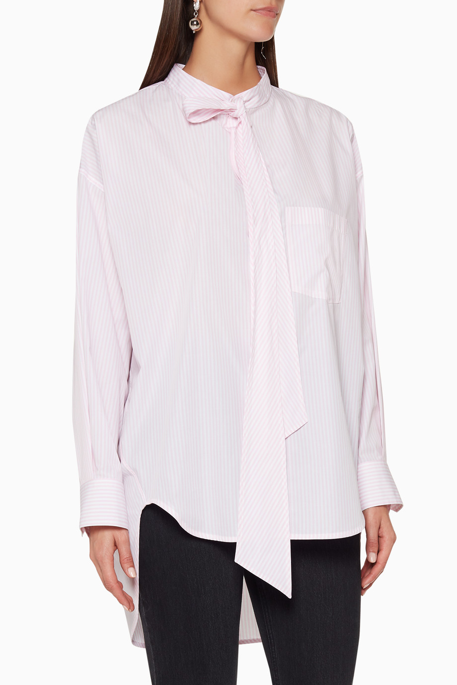 Shop Balenciaga Pink Logo Swing Shirt For Women Ounass Kuwait