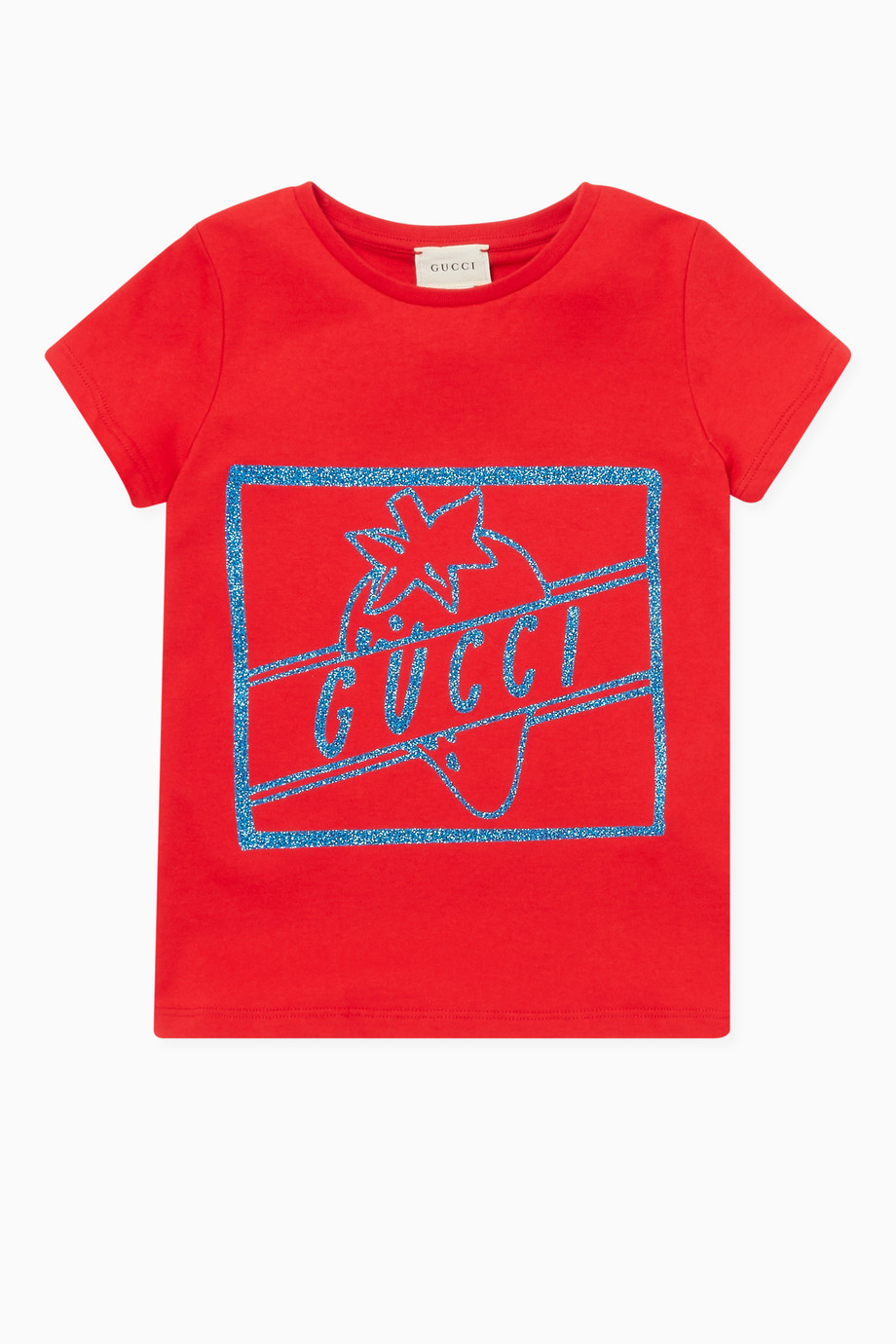 Shop Gucci Red Strawberry Print TShirt for Kids Ounass UAE