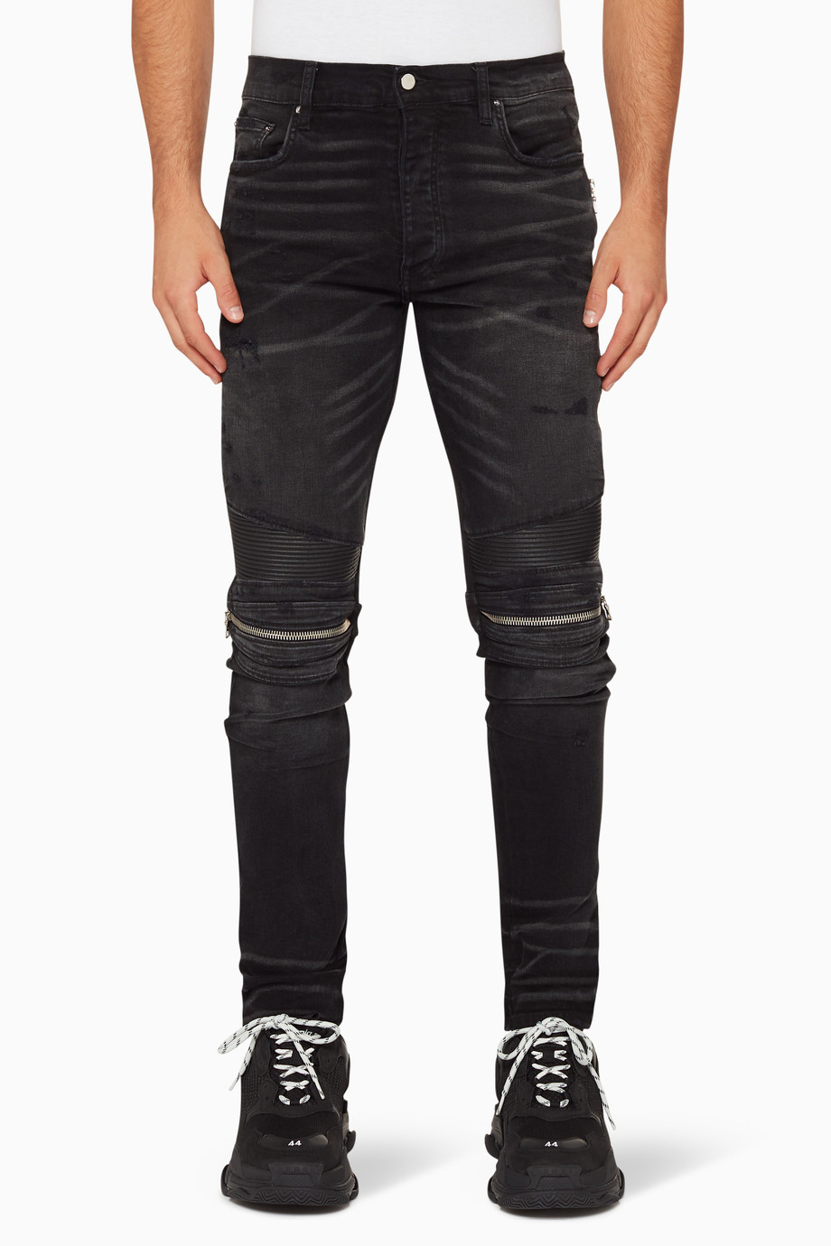 Shop Amiri Black MX2 Knee Patch Jeans for Men | Ounass UAE