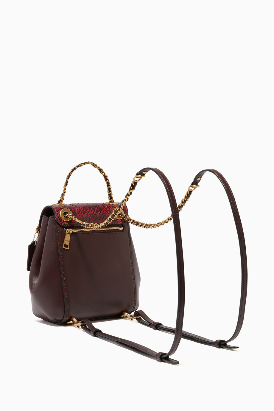 Shop Coach Red Parker 16 Snakeskin Convertible Backpack ...