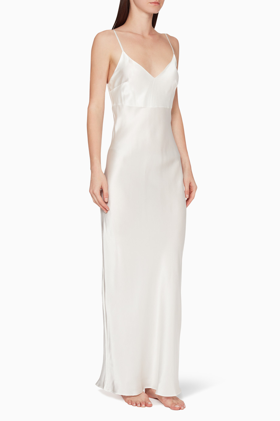 Shop Gilda Pearl White Sophia Silk Long Slip Dress For Women