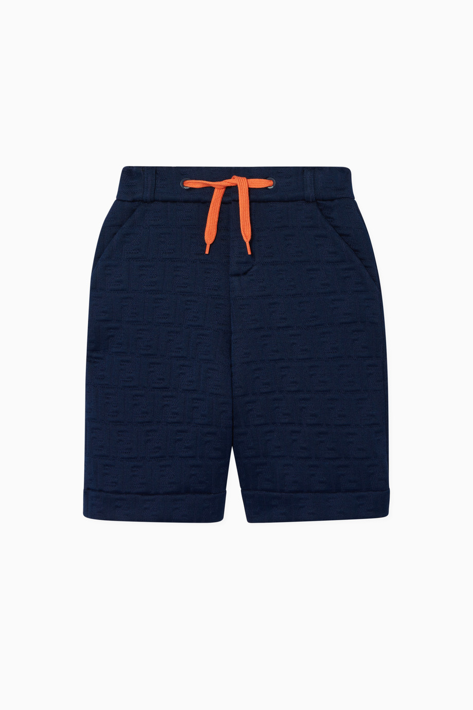 Shop Fendi Blue Ff Logo Jacquard Shorts For Kids Ounass Oman